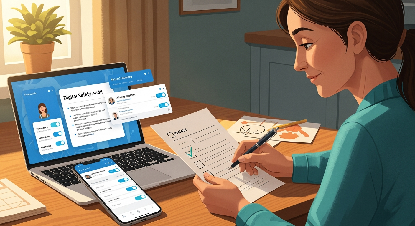 Parent conducting digital safety audit