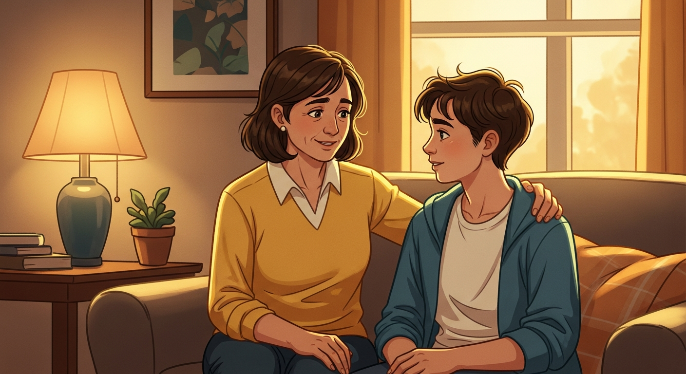 Parent and teenager in open conversation